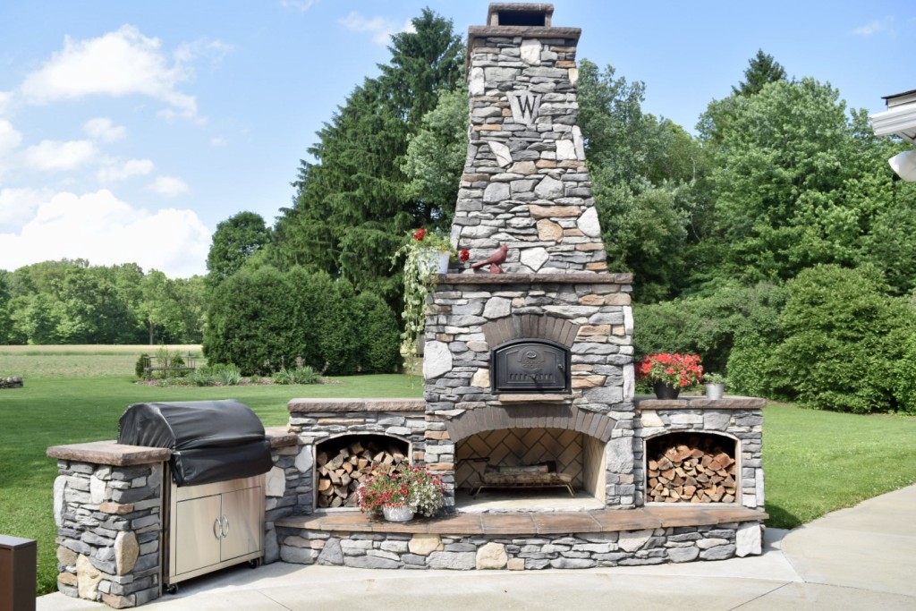 outdoor brick oven in summer