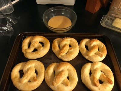 pretzels on a baking pan