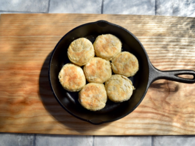 biscuits in a cast iron pan