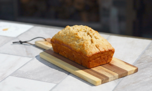 fresh baked bread on a cutting board
