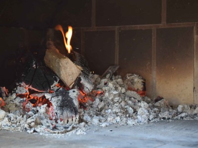 outdoor brick oven fire