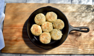 biscuits in a cast iron pan
